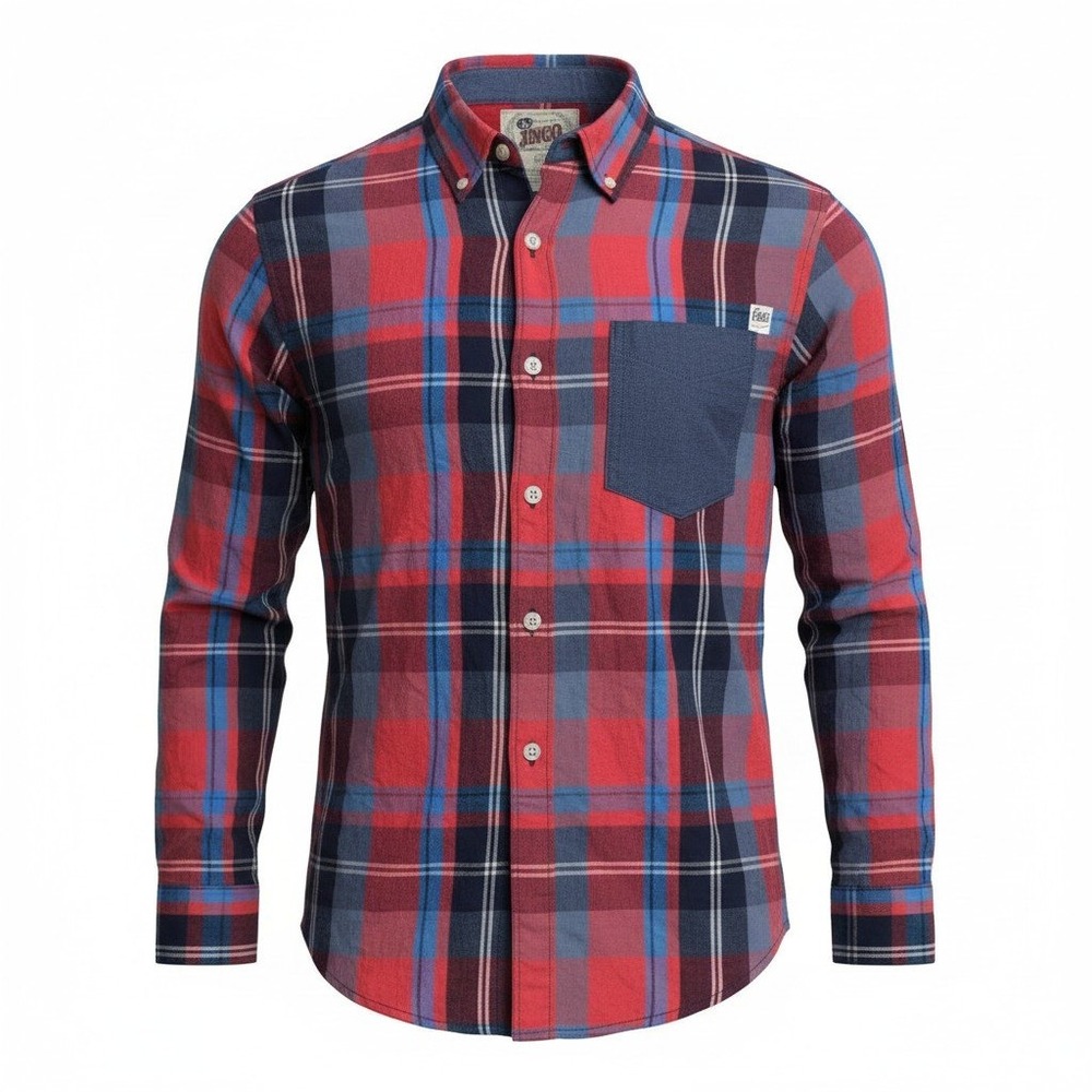 JNCO Crown Brand Plaid Button Down Shirt Mens S Small Red Blue NWT Casual